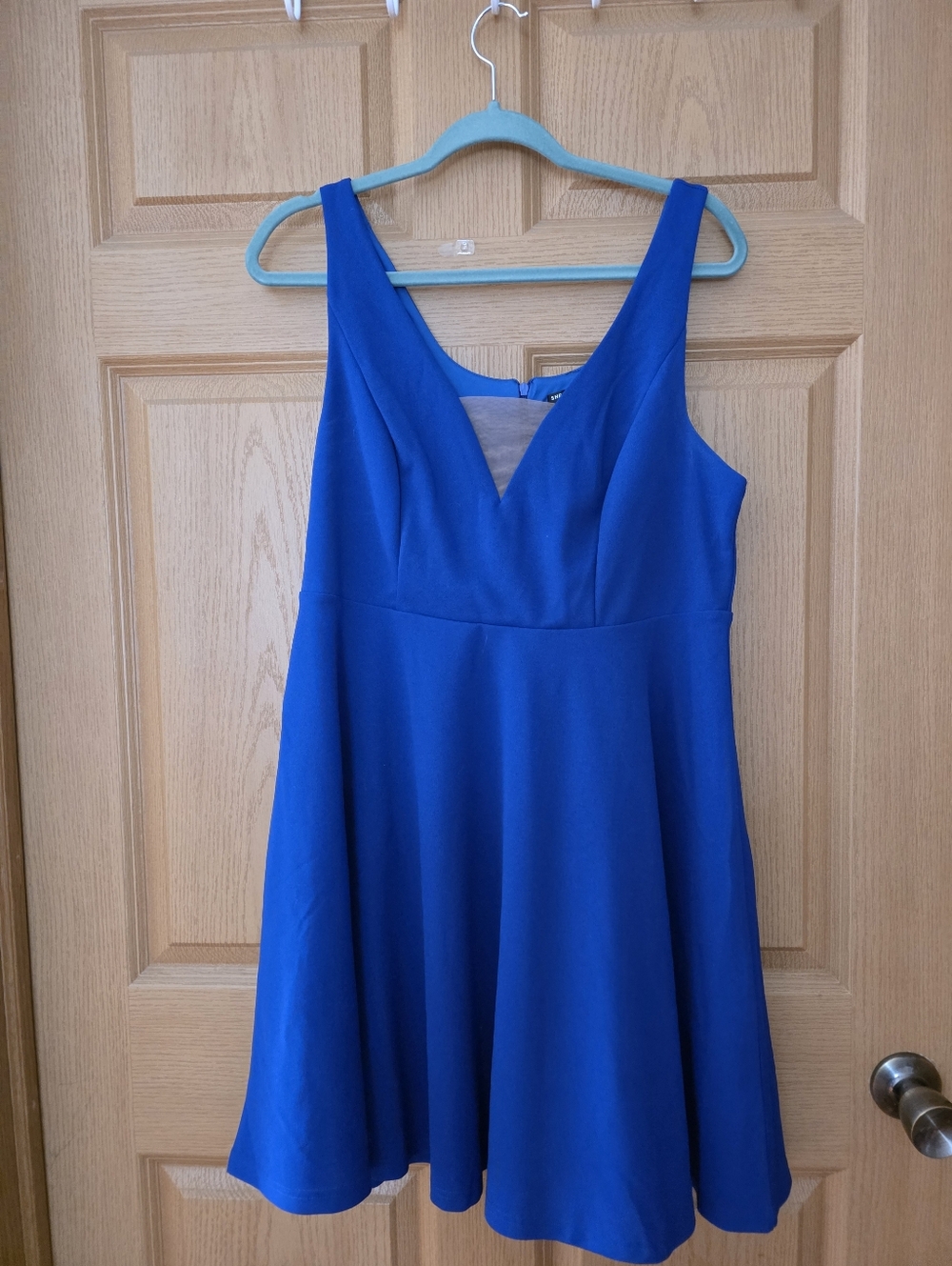 NWOT SHEIN Curve Royal Blue Skater Dress Sleeveless V-Neck Fit & Flare 0XL